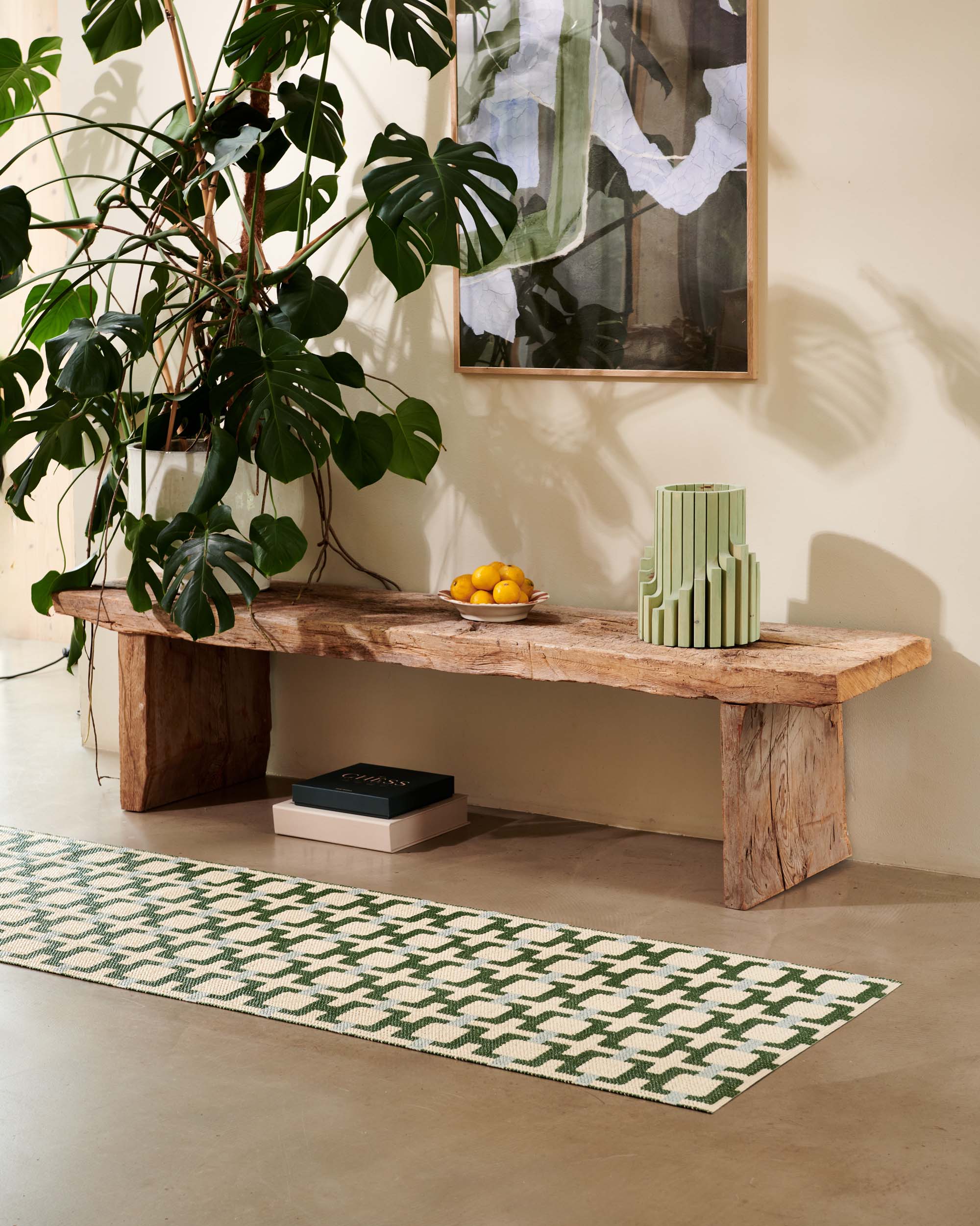 pappelina パイピングクッション　オリーブ　Ray Olive TOM Leaf - Runner Rug – Pappelina
