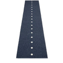 Picture of Blue Pappelina plastic rug PEG Dark Blue/Vanilla 70 x 450 cm / 2 ¼' x 14 ¾'